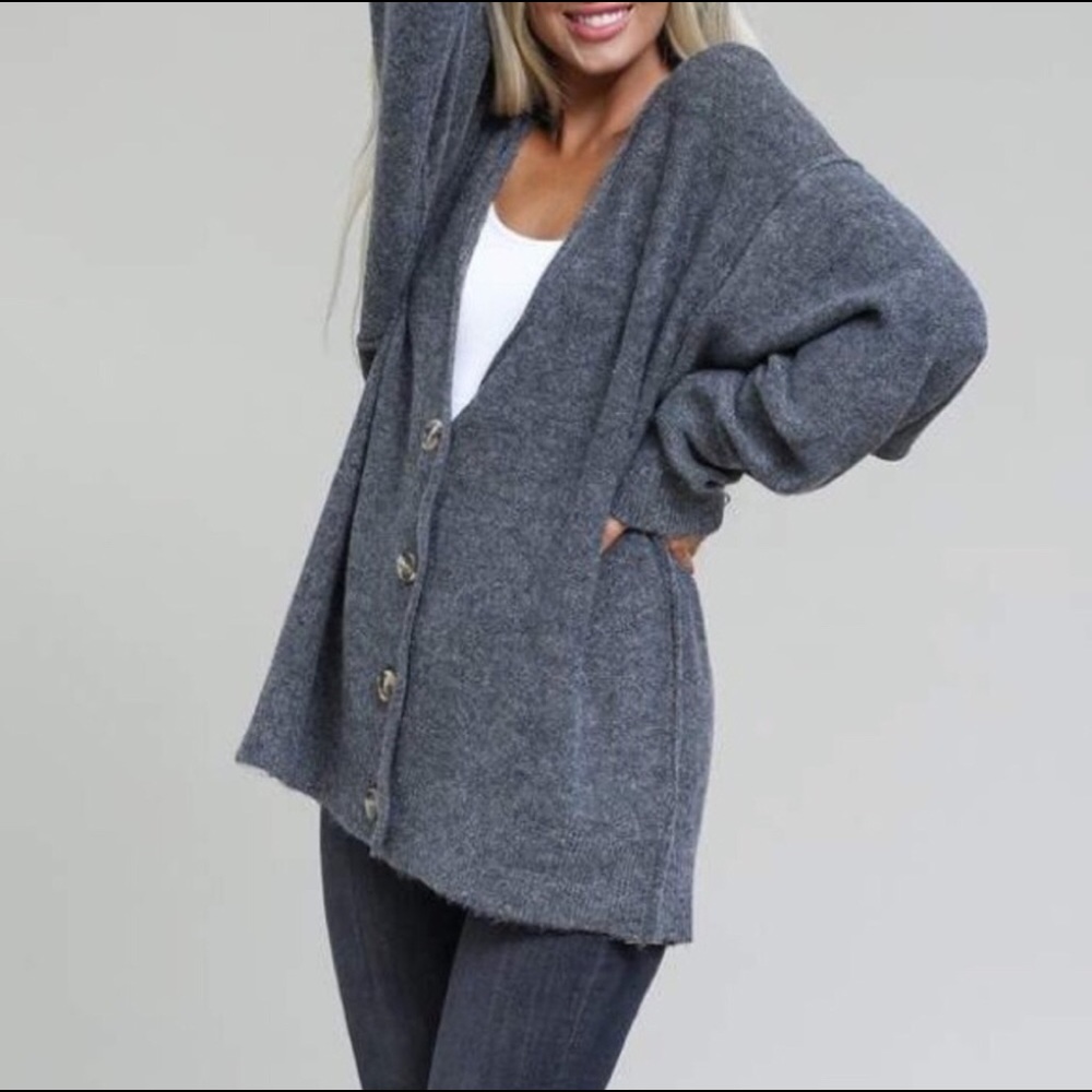 The Ultimate Grandpa Button Cardigan Charcoal - Picture 2 of 12